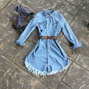 Lucky Brand Raw Hem Distressed Denim Dress
